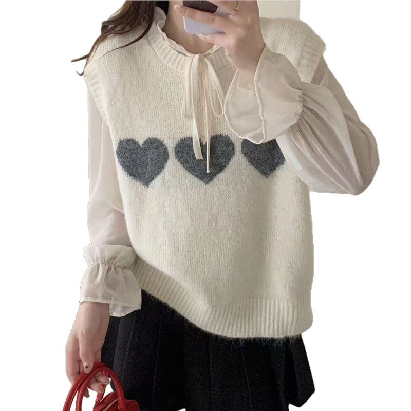 Damen Strickpullover Herzmotiv Norvielle