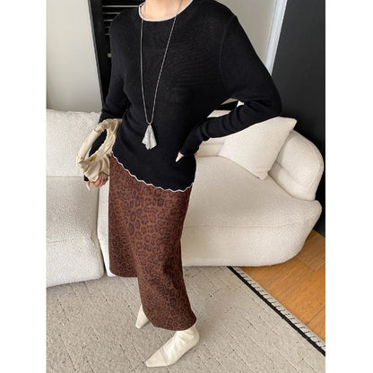 Damen Pullover Wellen-Saum Rippstruktur Norvielle
