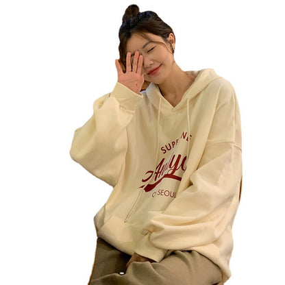 Damen Hoodie Moderner Schriftzug Lässig