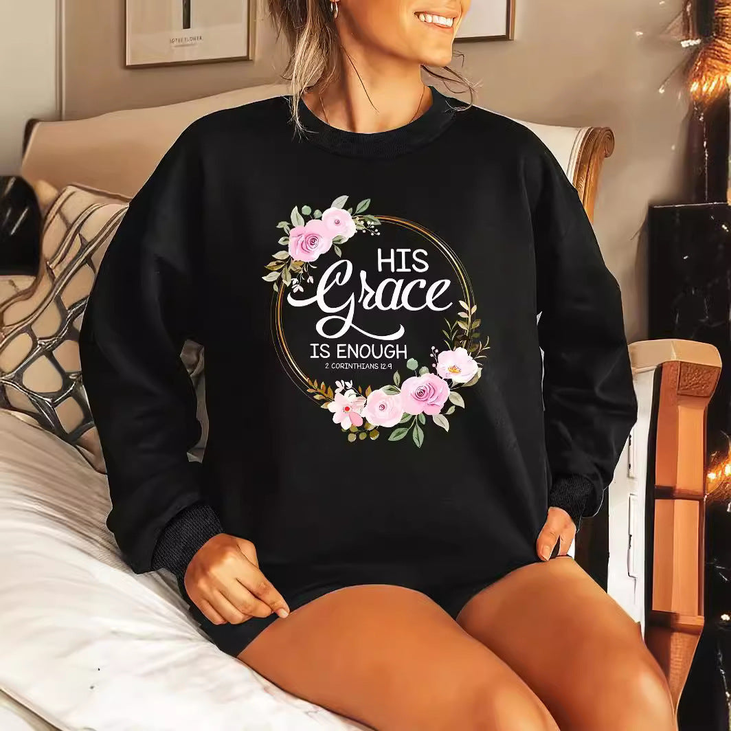 Damen Sweatshirt Florales Design Motivierender Schriftzug - Norvielle