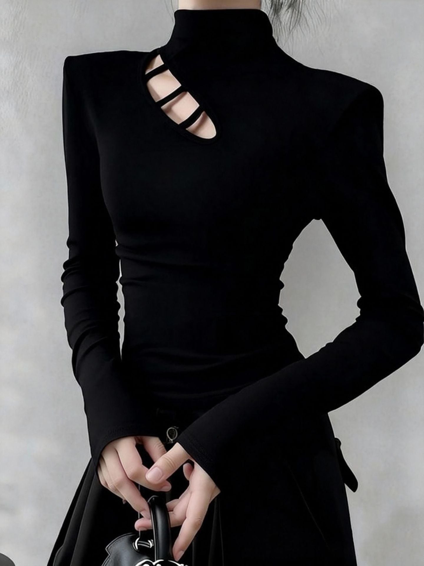 Damen Langarm-T-Shirt Asymmetrischer Ausschnitt Norvielle
