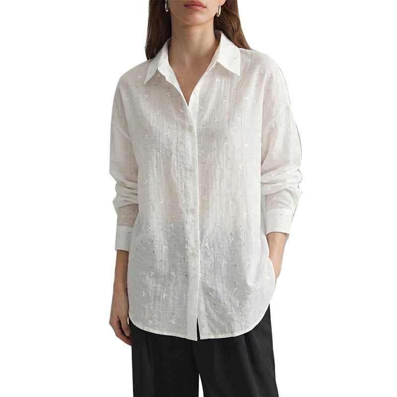 Damen Bluse Elegante Lockere Stickdetails Norvielle