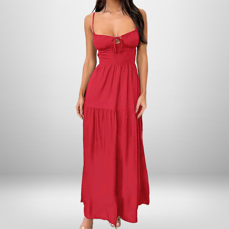 Damen Maxikleid Verstellbare Träger Romantisch Blume