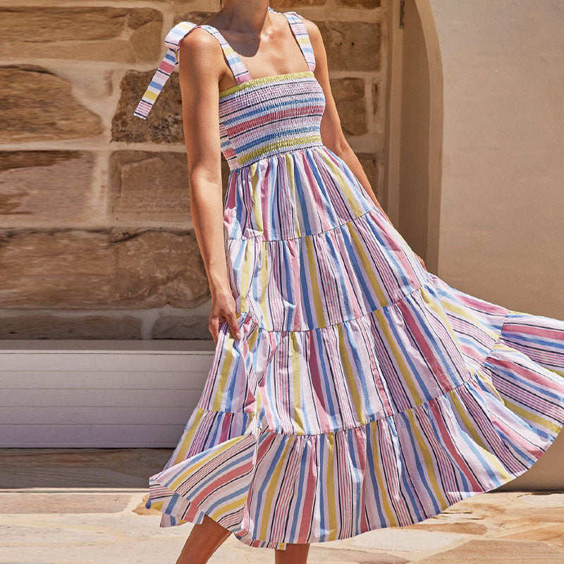 Damen Maxikleid Elastisch Gestreift Norvielle - Norvielle