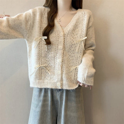 Damen Strickcardigan mit Schleifen Norvielle