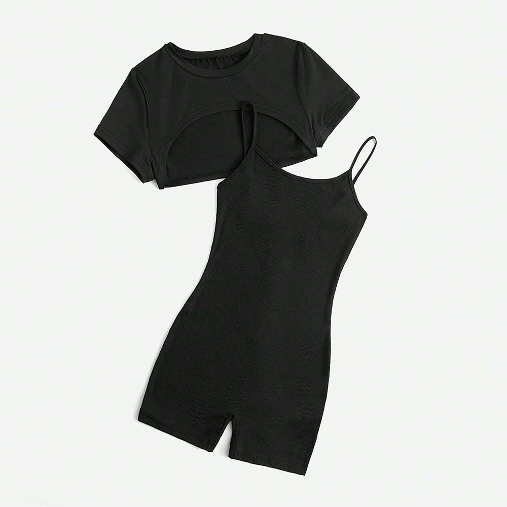 Damen Jumpsuit Set Cropped und Shorts Norvielle