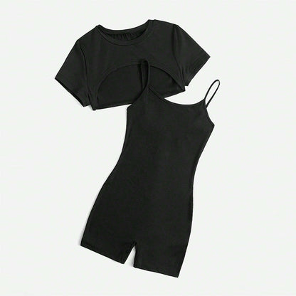 Damen Jumpsuit Set Cropped und Shorts Norvielle