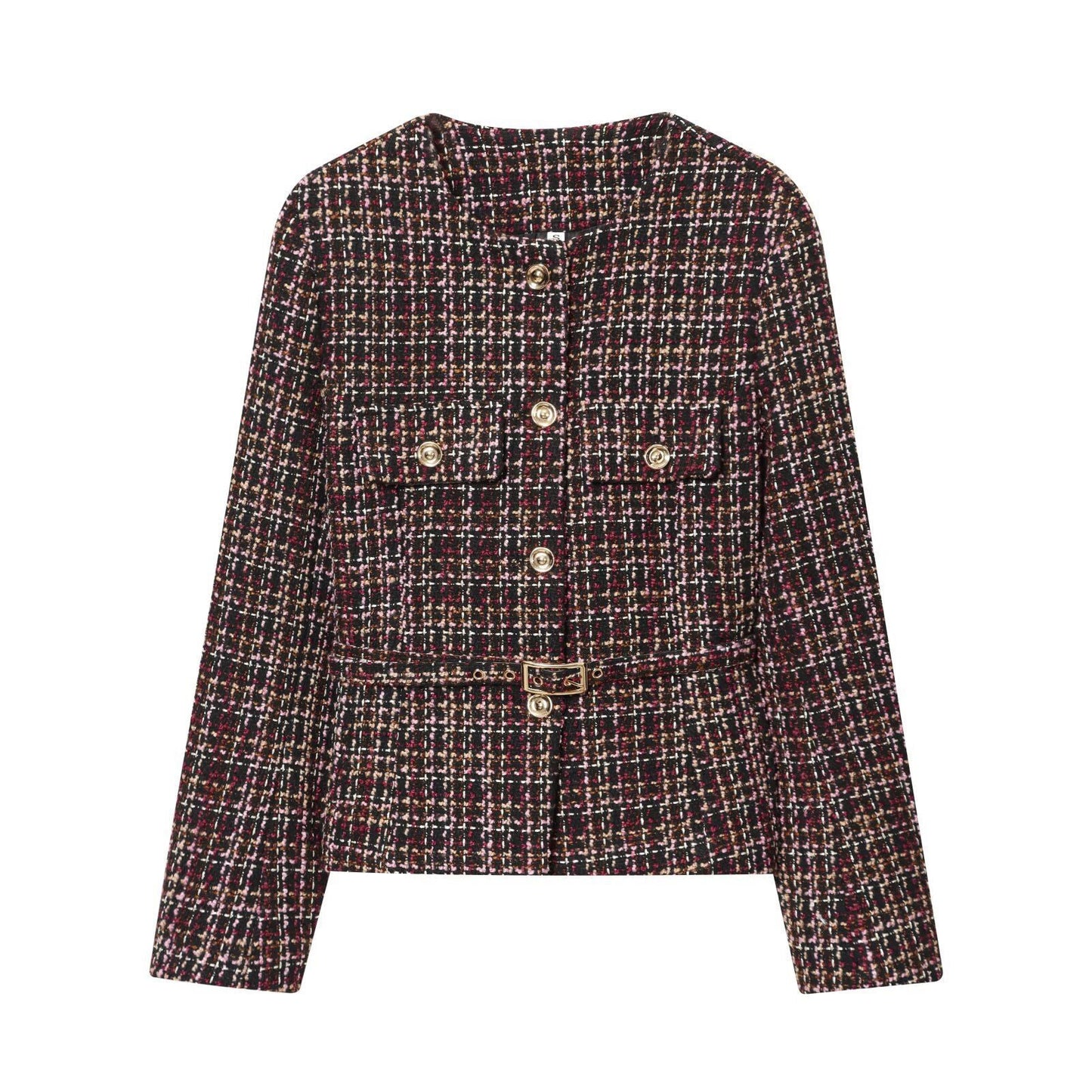 Damen Tweedjacke mit Knöpfen und abnehmbarem Gürtel Norvielle