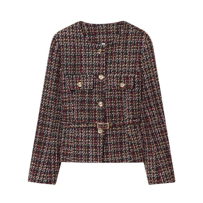 Damen Tweedjacke mit Knöpfen und abnehmbarem Gürtel Norvielle