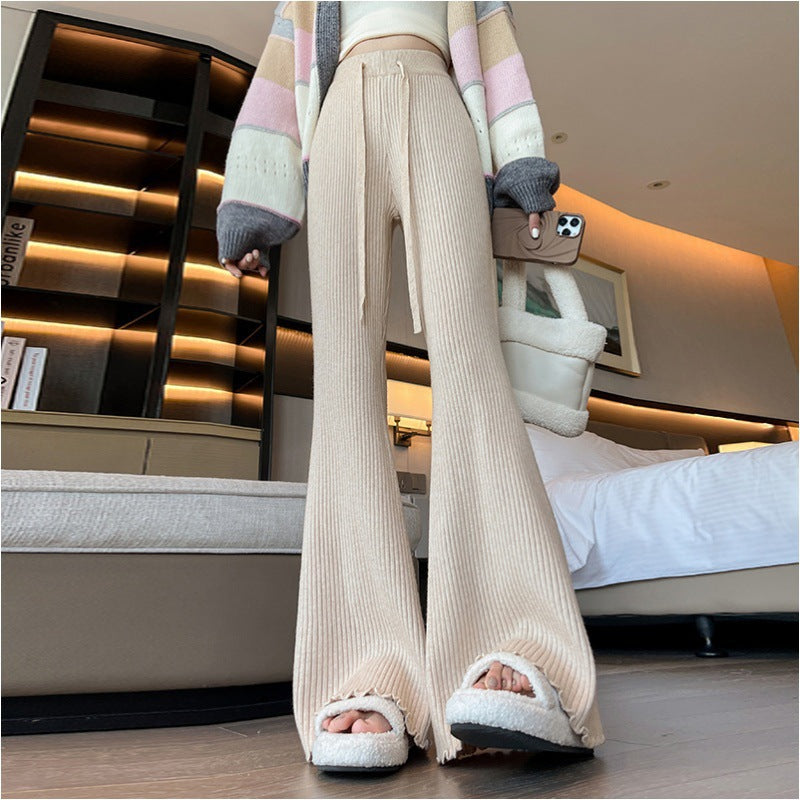 Damen Strickhose Elastischer Bund Weit Norvielle