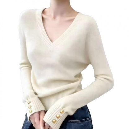 Damen Pullover V-Ausschnitt Fein Norvielle Elegantes Design