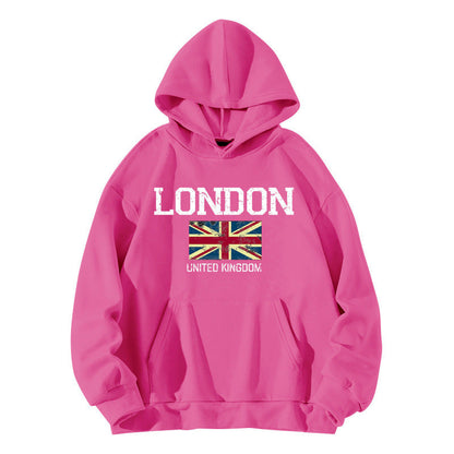 Damen Kapuzenpullover London-Style Kängurutasche Gemütlicher Schnitt
