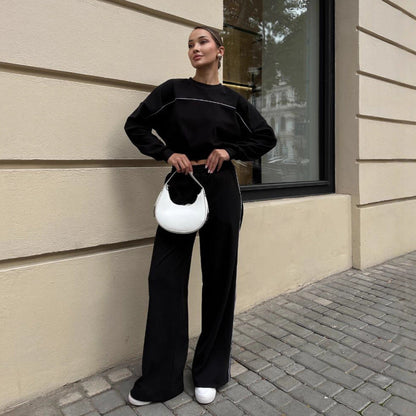 Damen Sportset elastischer Bund Kontrastnähte Norvielle