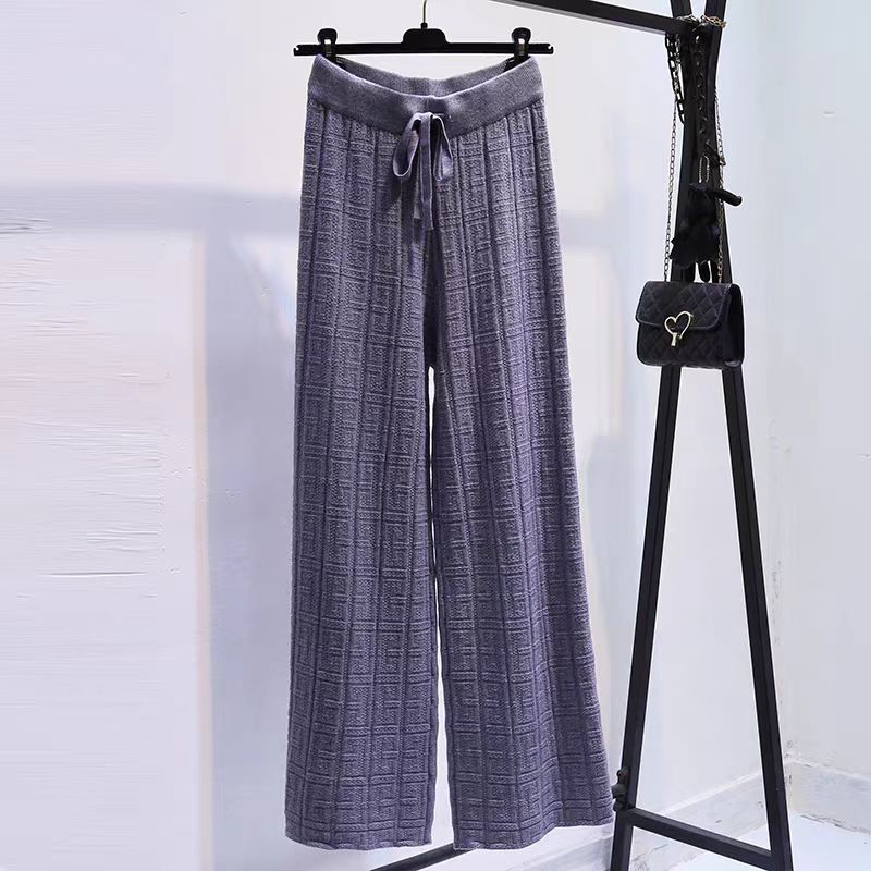 Damen Sommerhose Weite Elastischer Bund Streifenmuster Beige