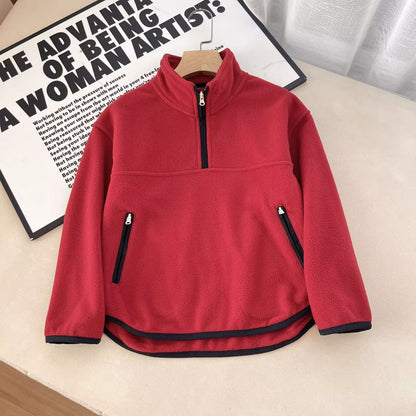 Damen Fleece-Pullover Hochkragen Reißverschlusstaschen Norvielle
