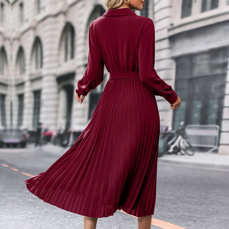Damen Wickelkleid Plissee-Details Elegantes Norvielle