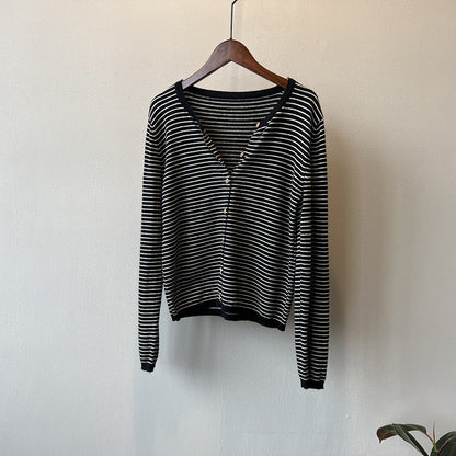 Damen Langarmshirt Maritimes Streifenmuster Baumwolle