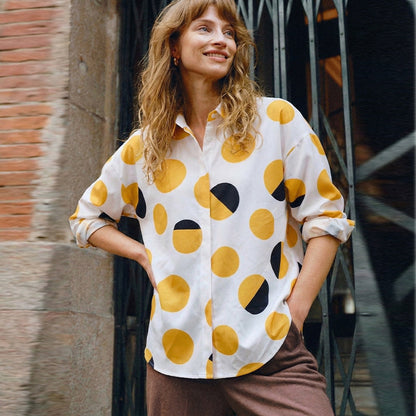 Damen Bluse mit Punkte-Design und klassischen Ärmeln Norvielle - Norvielle