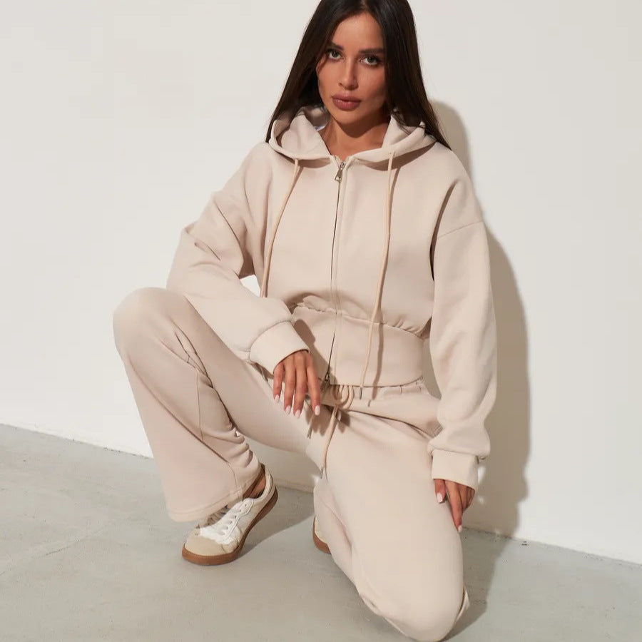 Damen Kapuzenoberteil und Sweatpants-Set Hochtailliert mit