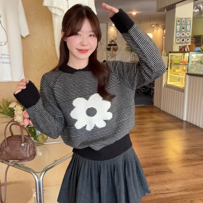 Damen Pullover Streifen Muster Lässig