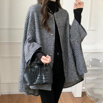 Damen Oversized Cardigan Karomuster Modern
