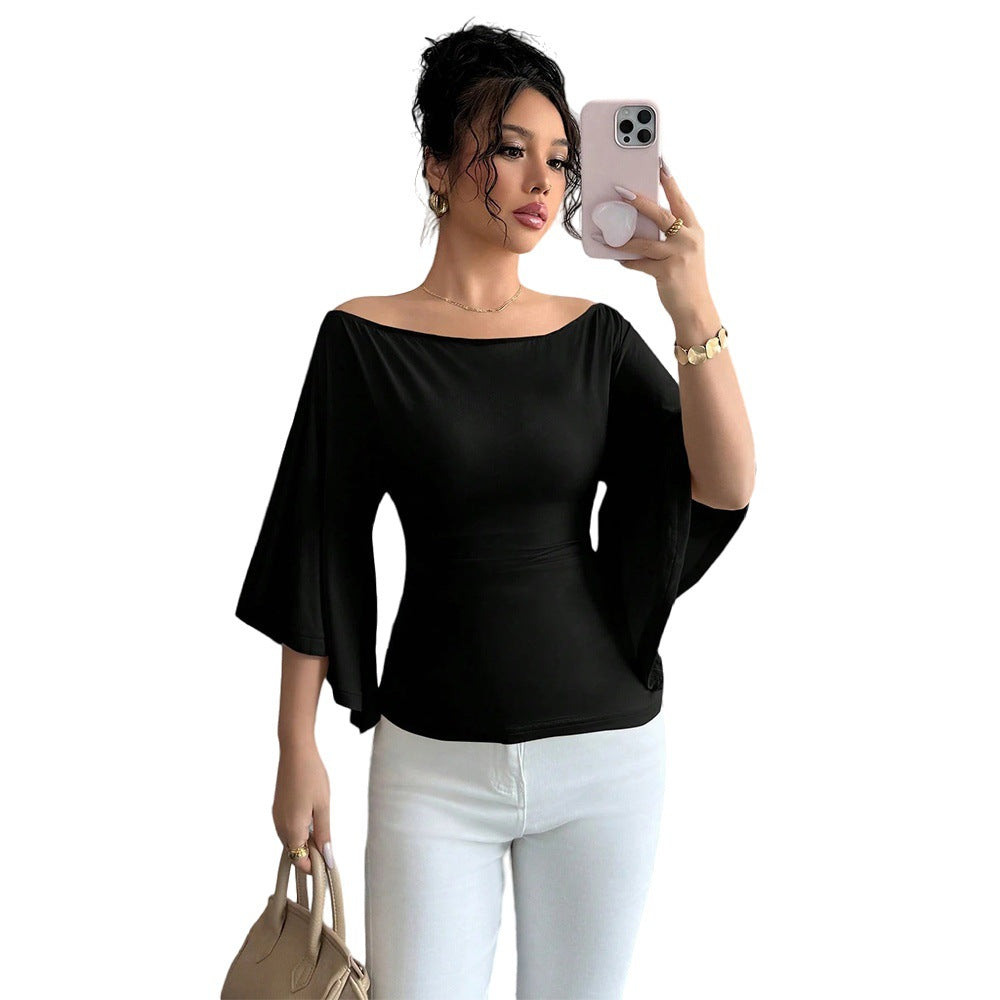Damen Off-Shoulder- Weite Ärmel Figurformend Norvielle
