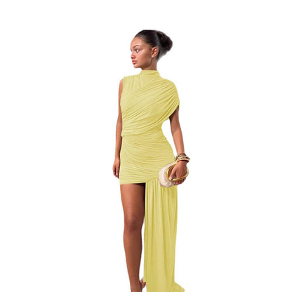 Damen Minikleid Asymmetrischer Schnitt Raffungen Norvielle