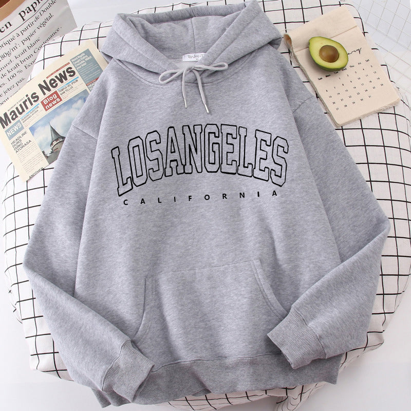 Damen Kapuzenpullover Los Angeles Print Weites Design