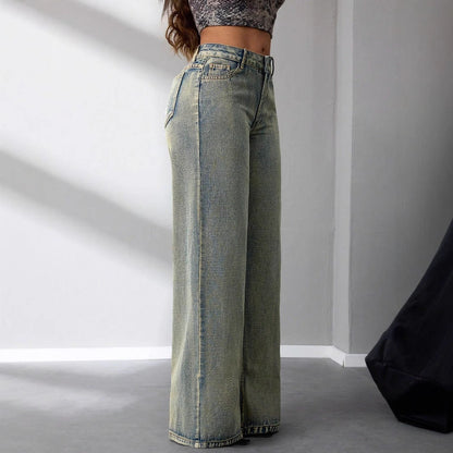 Damen High-Waist Jeans im Vintage-Stil Weite Bein Norvielle