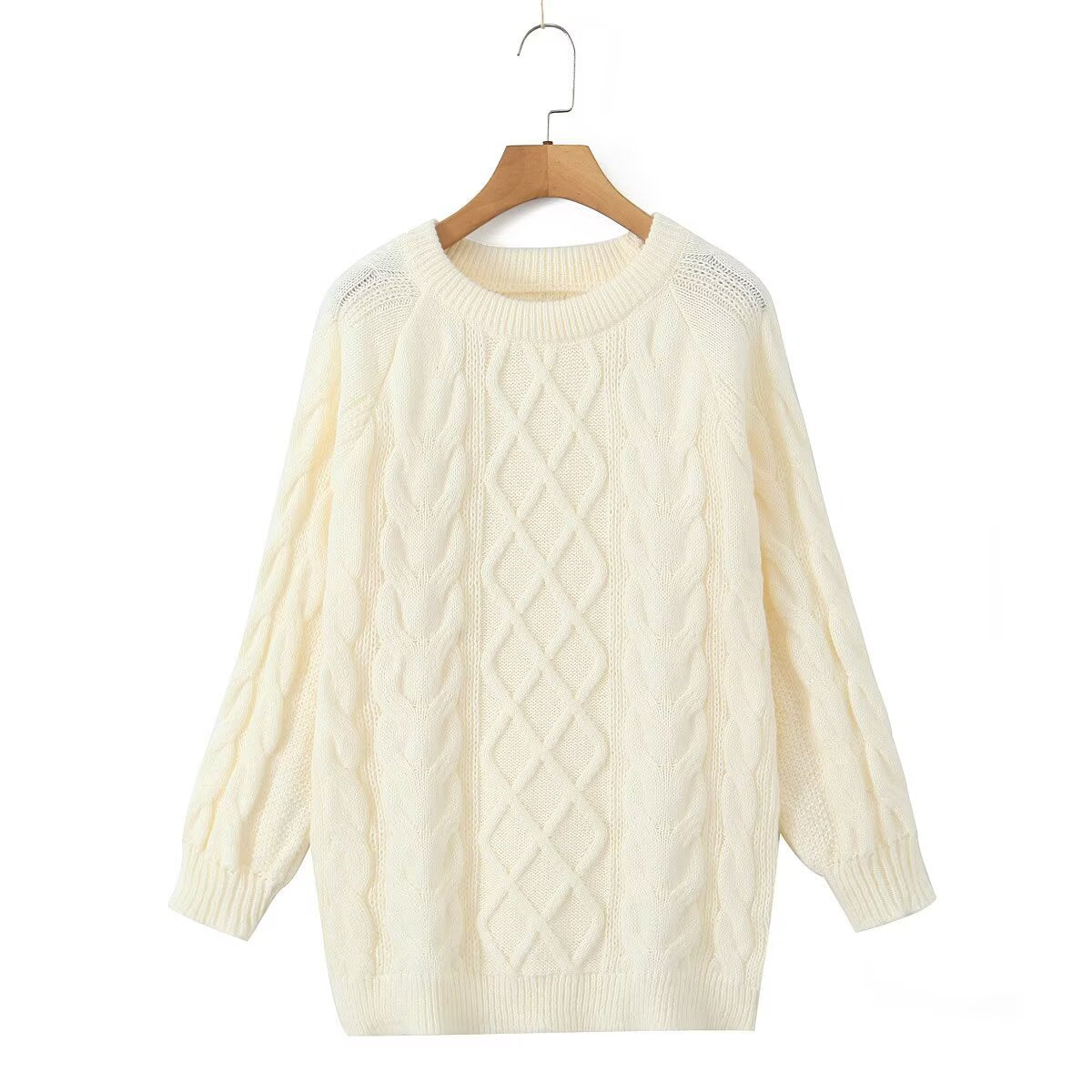 Damen Gestrickter Pullover Zopfmuster Norvielle