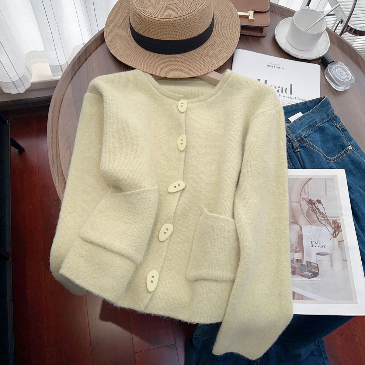 Damen Strickjacke Kuschelig mit Zierstichen Norvielle