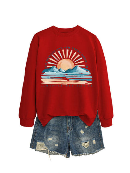 Damen Sweatshirt Sonnenaufgangsdesign Lässig Norvielle