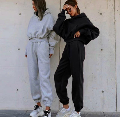 Damen Fleece-Jumpsuit Oversized Kapuze Elastischer Bund