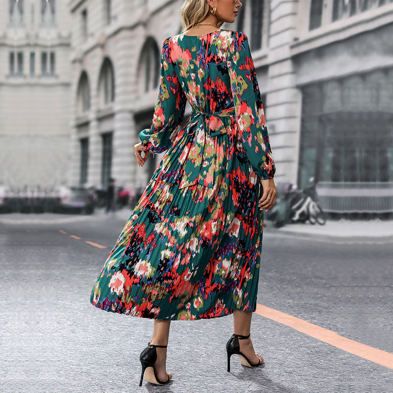 Damen Maxikleid Floralmuster Eleganter Schlitz
