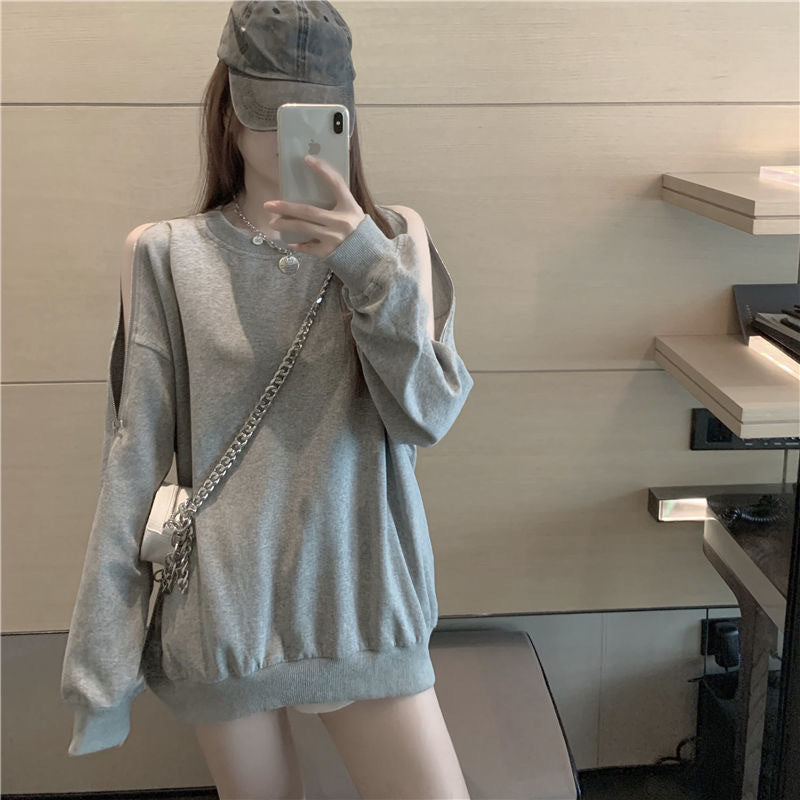 Damen Oversized Pullover Offene Schultern Modern Design