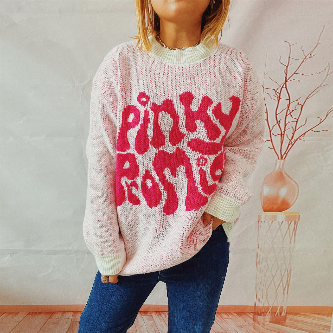 Damen Pullover Lässig Textdesign Norvielle