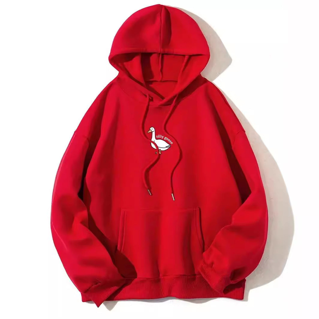Damen Kapuzenpullover Gänsemotiv Weiches Fleece Innen Norvielle
