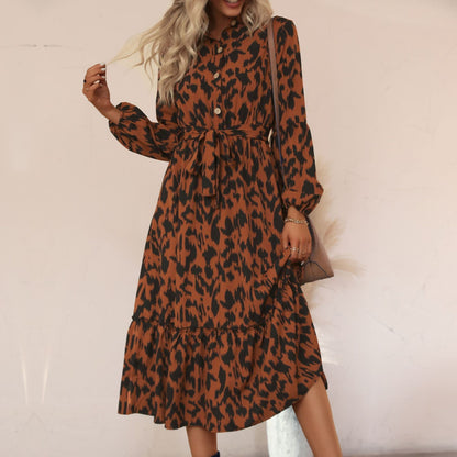 Damen Maxikleid Voluminöser Rock Elegantes Rüschenkleid - Norvielle