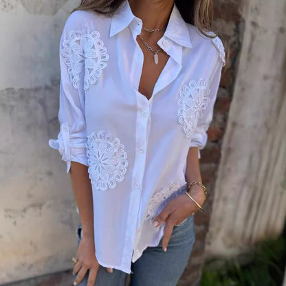 Damen Bluse Spitzenapplikation Elegante Norvielle