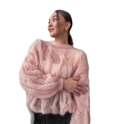 Damen Mohairpullover Weich Voluminöse Ärmel Norvielle