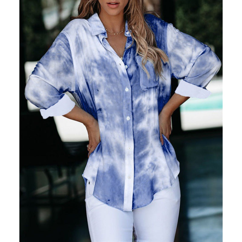 Damen Hemdbluse Batikdesign Leicht Blume