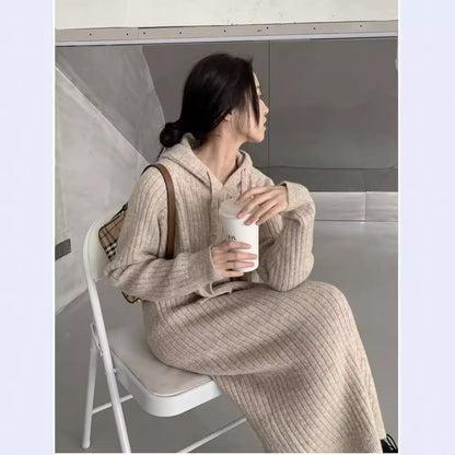 Damen Strickpullover Kapuze Rippstruktur Norvielle