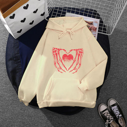 Unisex Oversized Kapuzenpullover Herz-Knochen-Design Norvielle