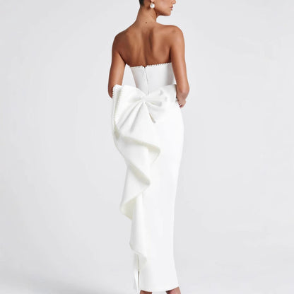 Damen Maxikleid Schulterfrei Rüschen