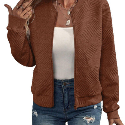 Damen Sweatjacke Strukturiert Reißverschluss Norvielle