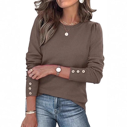 Damen Pullover Lässig Knopfdetails Norvielle
