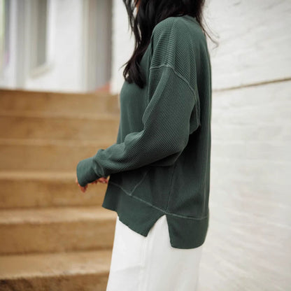 Damen Rippstrick Pullover Lässig Norvielle