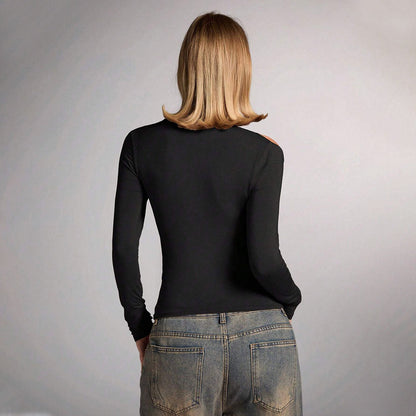 Damen Oberteil Asymmetrischer Schnitt Knoten-Detail Norvielle
