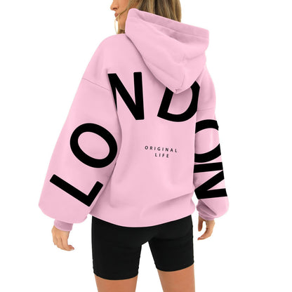 Damen Oversized Hoodie London Print Norvielle