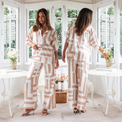 Damen Lounge-Anzug Geometrisches Muster Norvielle - Norvielle